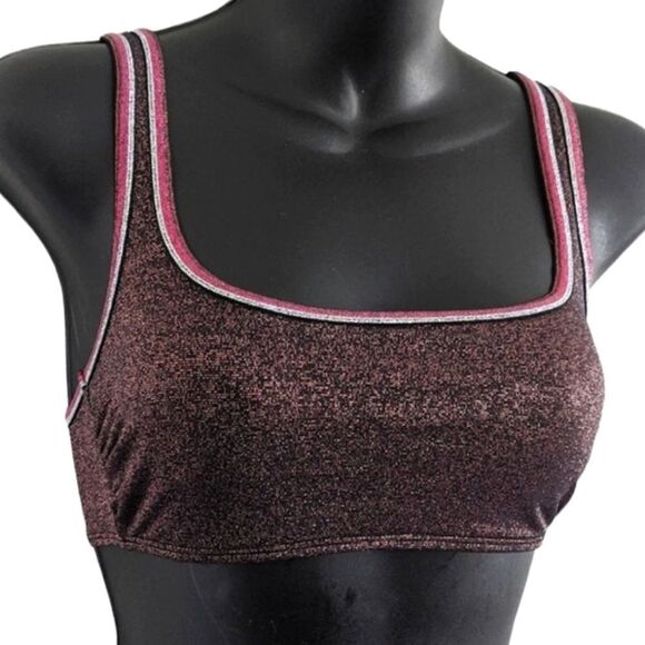 Xhilaration Sparkle Glitter Strappy Pink Bikini Top Swim NWT - Picture 1 of 9